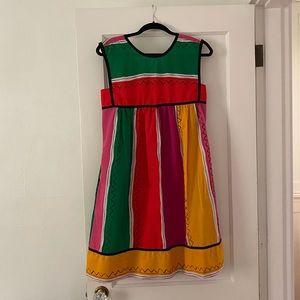 Vintage tiered cotton striped graphic dress